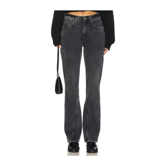 We The Free Xena Slim Straight Jeans High Rise Free People Size 29 Black Wash - Picture 2 of 10